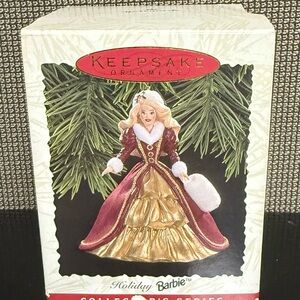 Barbie Handcrafted Ornament in Burgundy and Gold